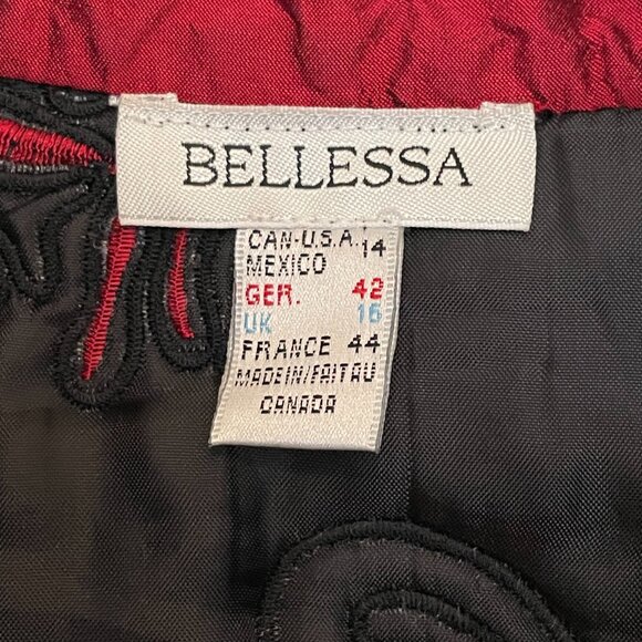 Embroidered Crop Moto Jacket Black Red Size 14 - Picture 6 of 10